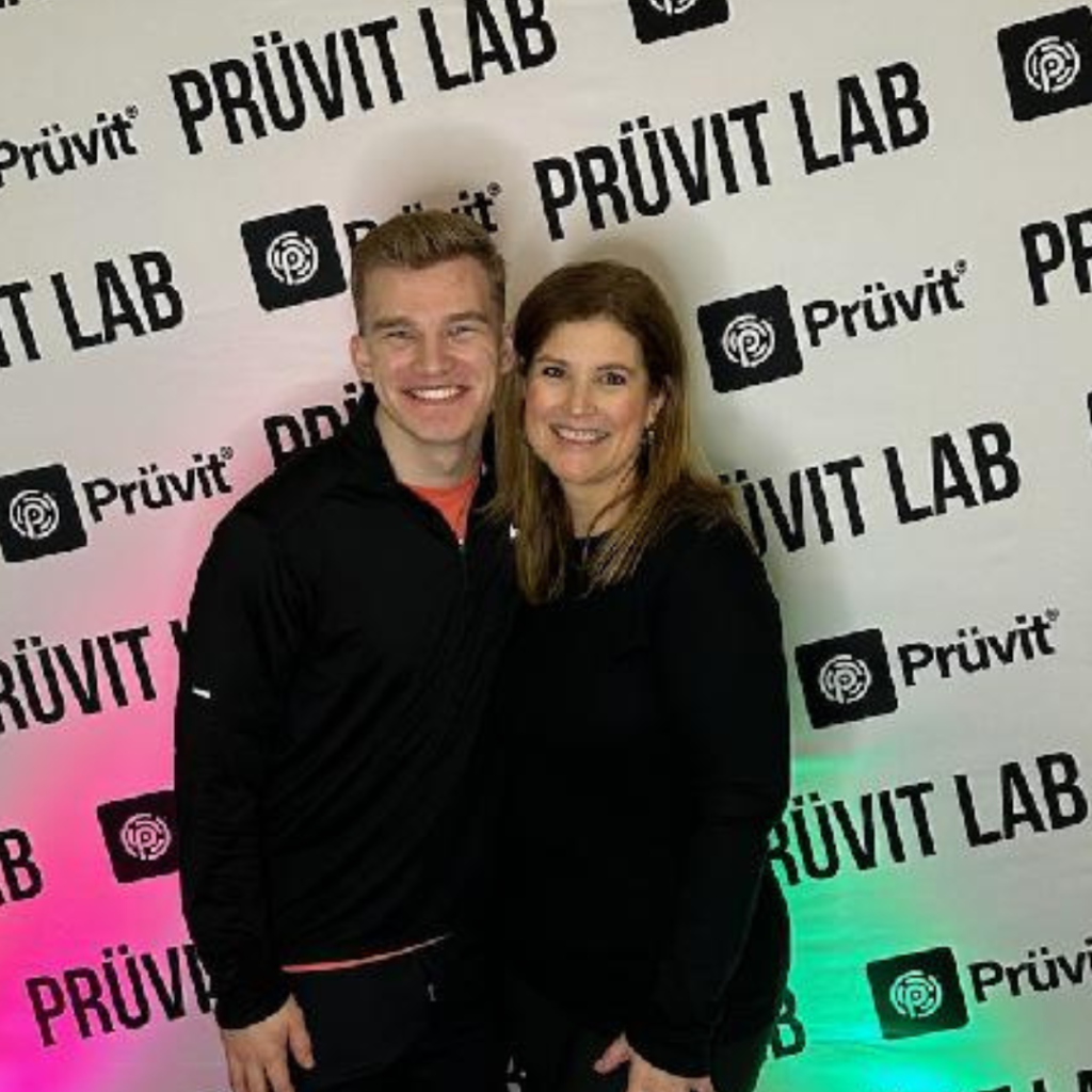 Annette and Ethan Hutcheson on Prüvit's red carpet event.